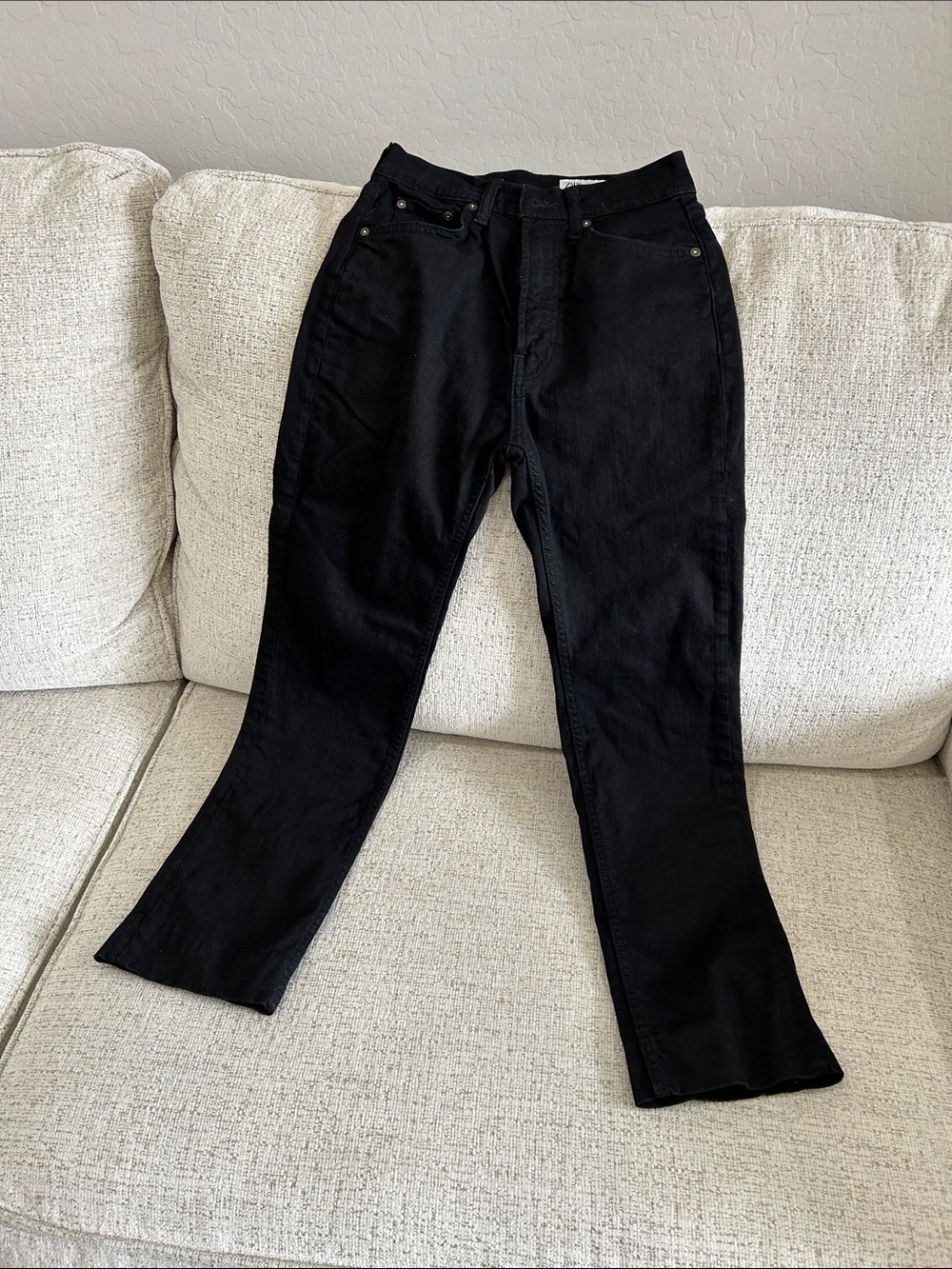 Zara Black High-Rise Straight Leg Pants